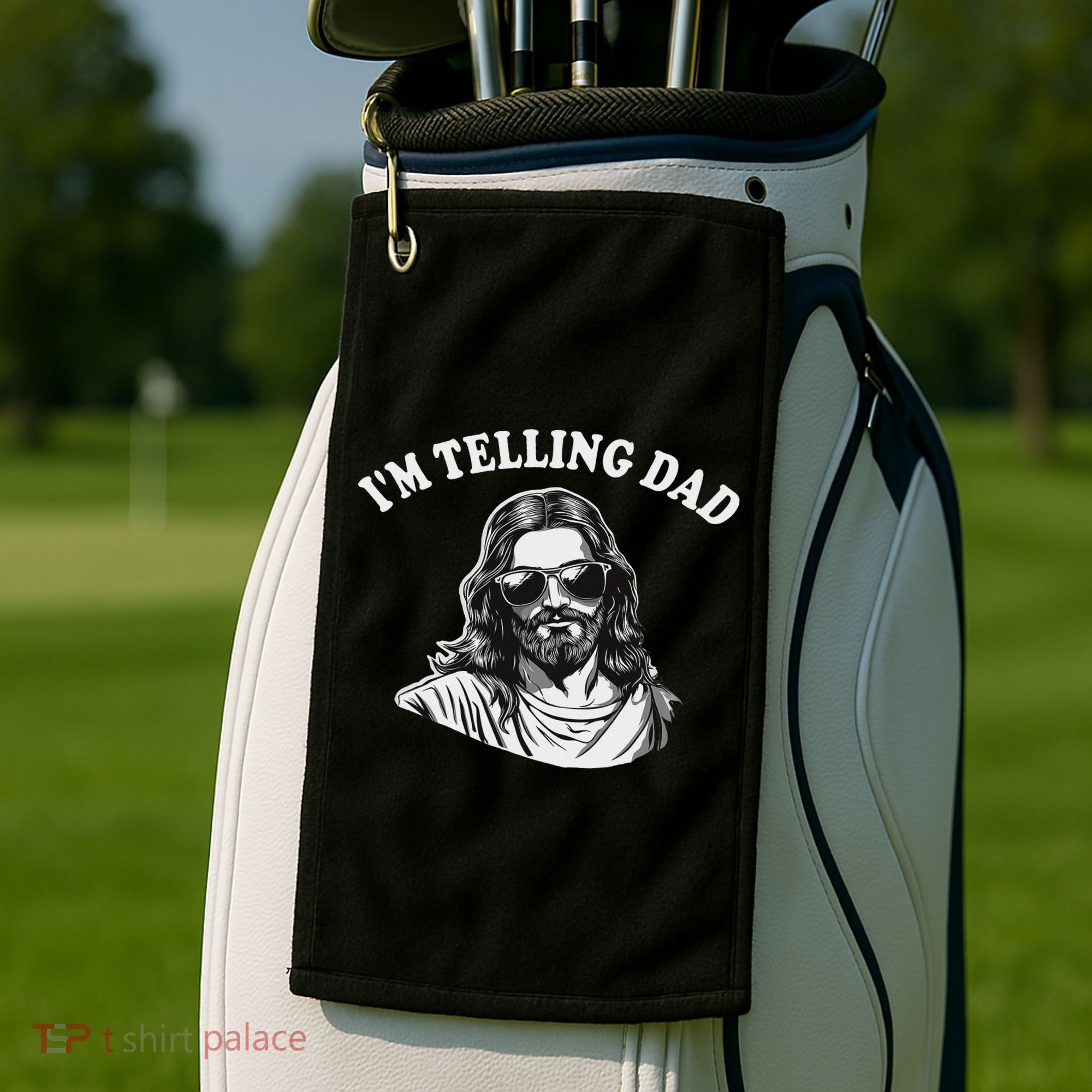 Funny I'm Telling Dad Religious Christian Jesus Meme Golf Towel