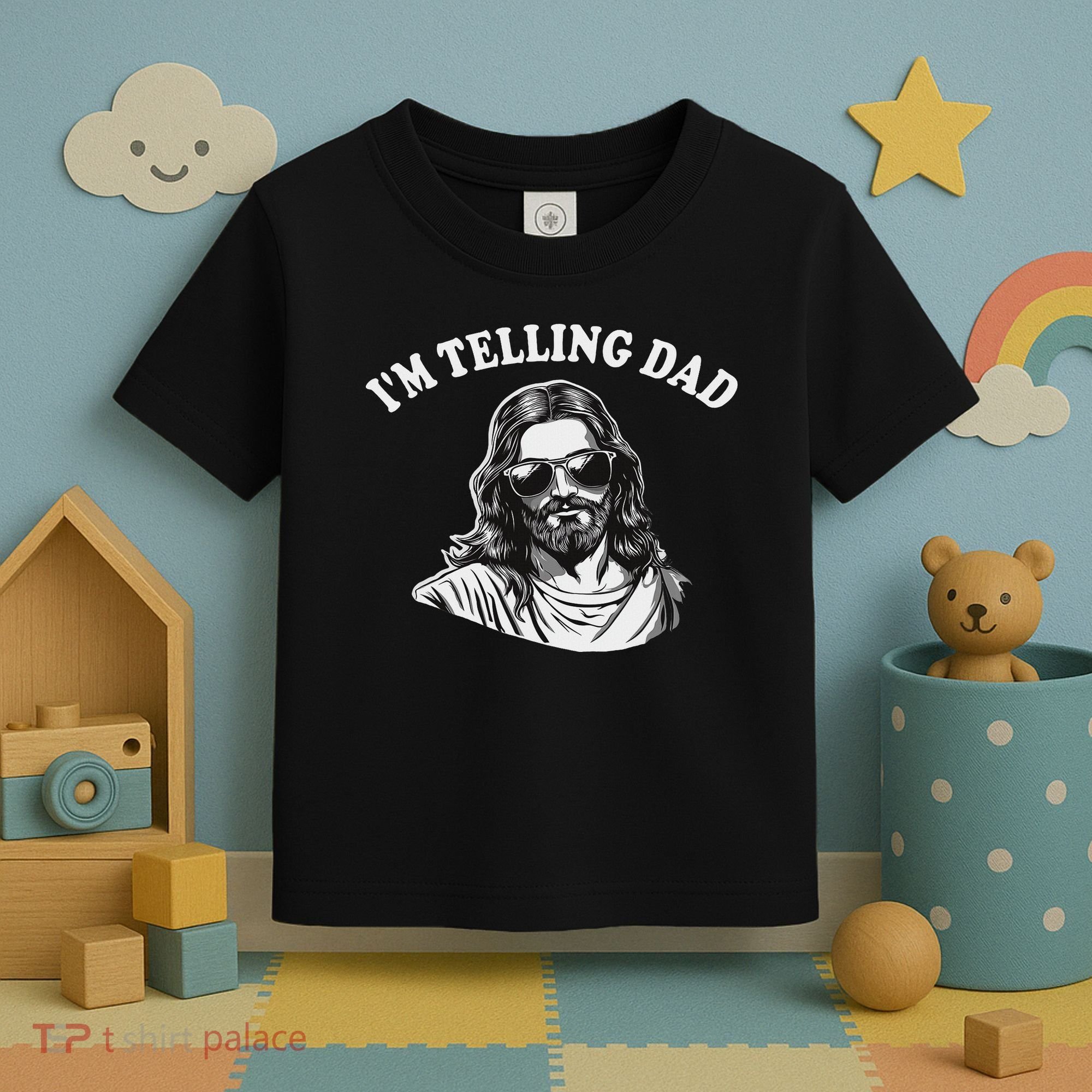 Funny I'm Telling Dad Religious Christian Jesus Meme Toddler T-Shirt