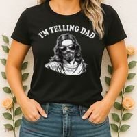 Funny I'm Telling Dad Religious Christian Jesus Meme Women's T-Shirt thumb 2