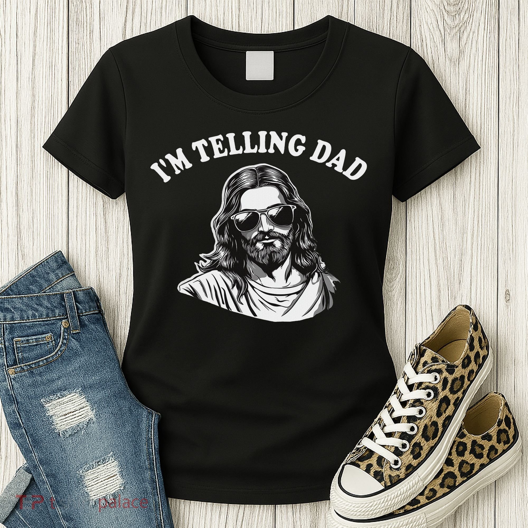 Funny I'm Telling Dad Religious Christian Jesus Meme Women's T-Shirt