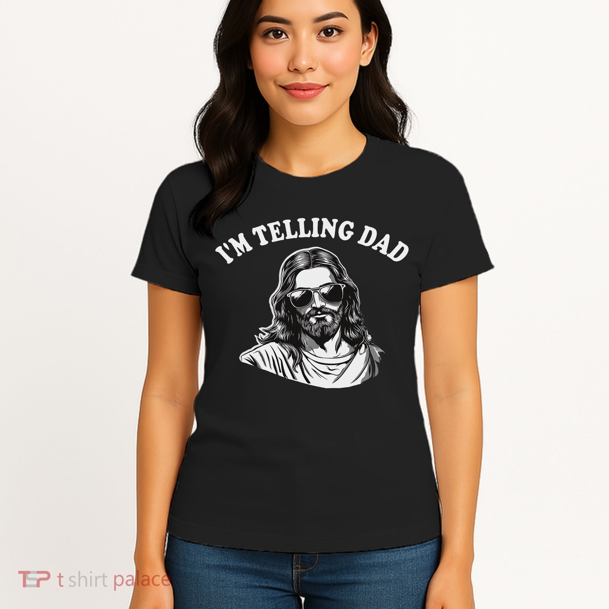 Funny I'm Telling Dad Religious Christian Jesus Meme Women's T-Shirt