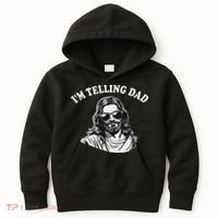 Funny I'm Telling Dad Religious Christian Jesus Meme Kids Hoodie thumb 0