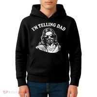 Funny I'm Telling Dad Religious Christian Jesus Meme Kids Hoodie thumb 4