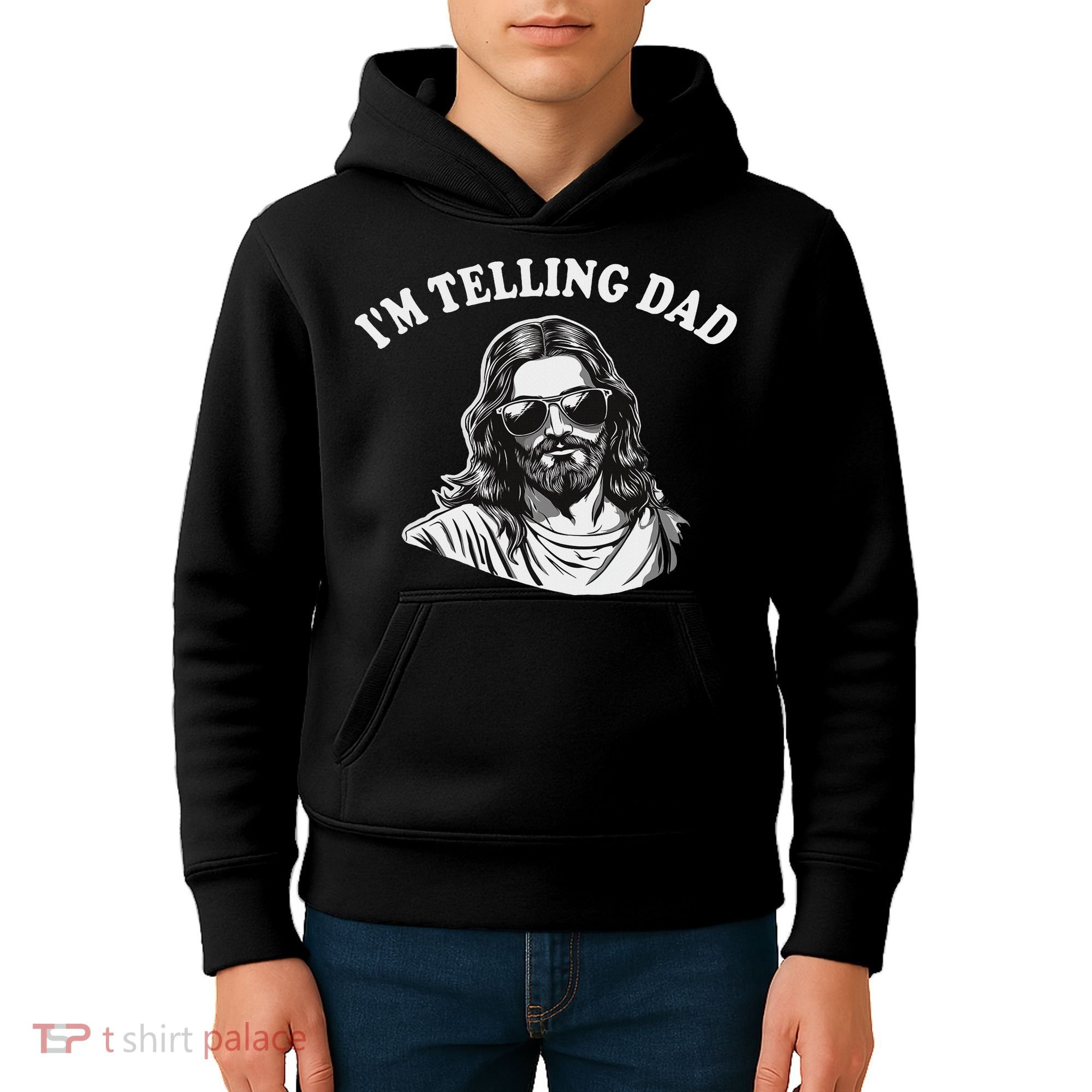 Funny I'm Telling Dad Religious Christian Jesus Meme Kids Hoodie