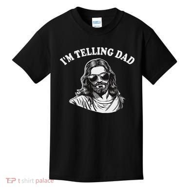 Funny I'm Telling Dad Religious Christian Jesus Meme Kids T-Shirt