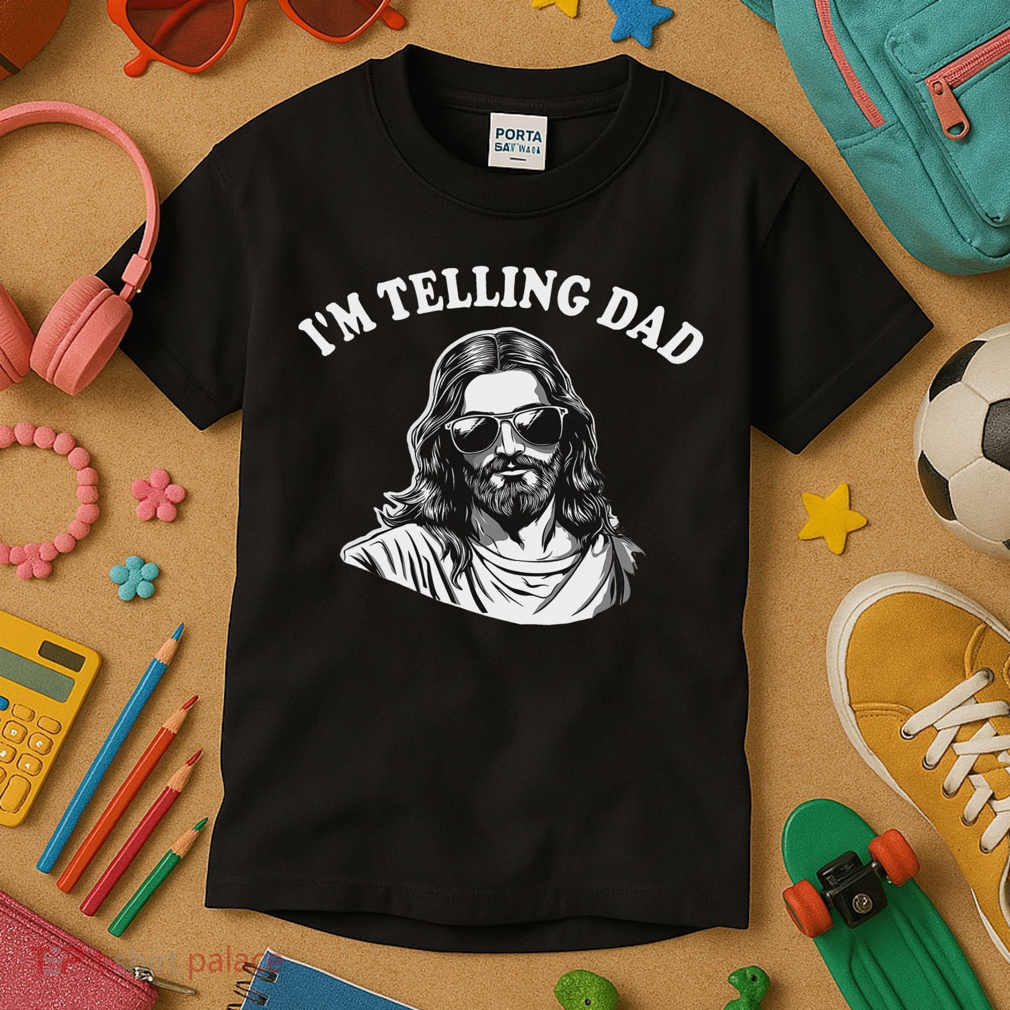 Funny I'm Telling Dad Religious Christian Jesus Meme Kids T-Shirt