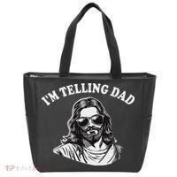 Funny I'm Telling Dad Religious Christian Jesus Meme Tote Bag thumb 0