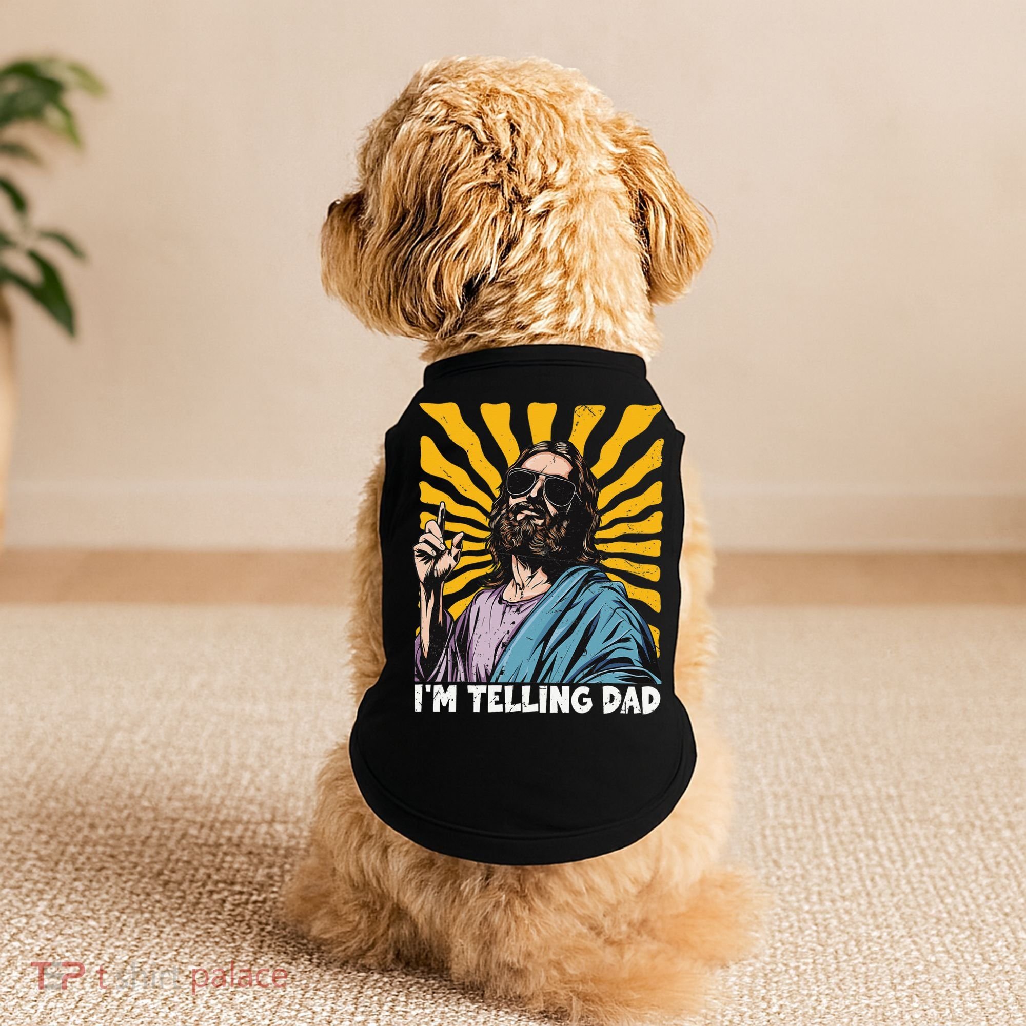 Funny Im Telling Dad Religious Christian Jesus Meme Doggie Tank