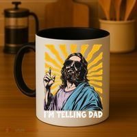 Funny Im Telling Dad Religious Christian Jesus Meme Coffee Mug thumb 4