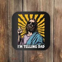 Funny Im Telling Dad Religious Christian Jesus Meme Coaster thumb 0