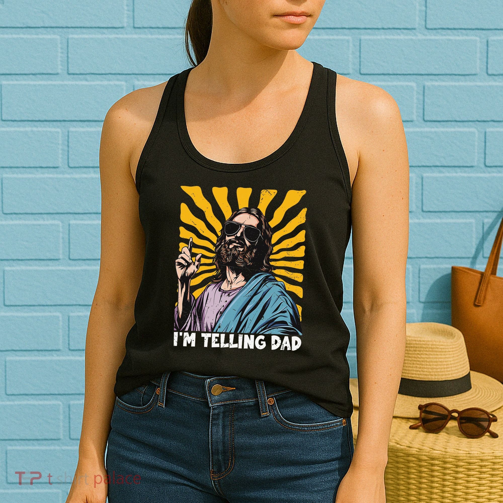 Funny Im Telling Dad Religious Christian Jesus Meme Women's Tank Top