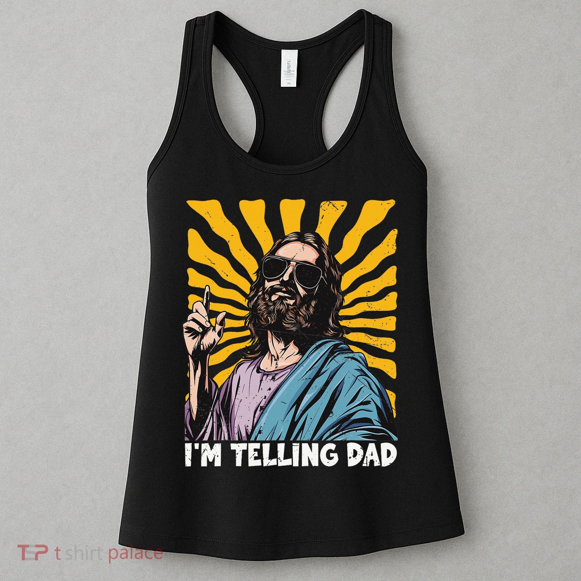 Funny Im Telling Dad Religious Christian Jesus Meme Women's Tank Top