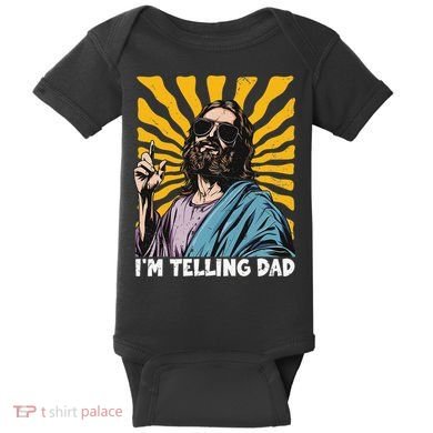 Funny Im Telling Dad Religious Christian Jesus Meme Baby Bodysuit