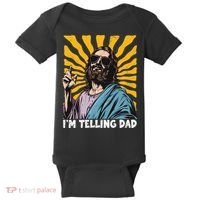 Funny Im Telling Dad Religious Christian Jesus Meme Baby Bodysuit thumb 0