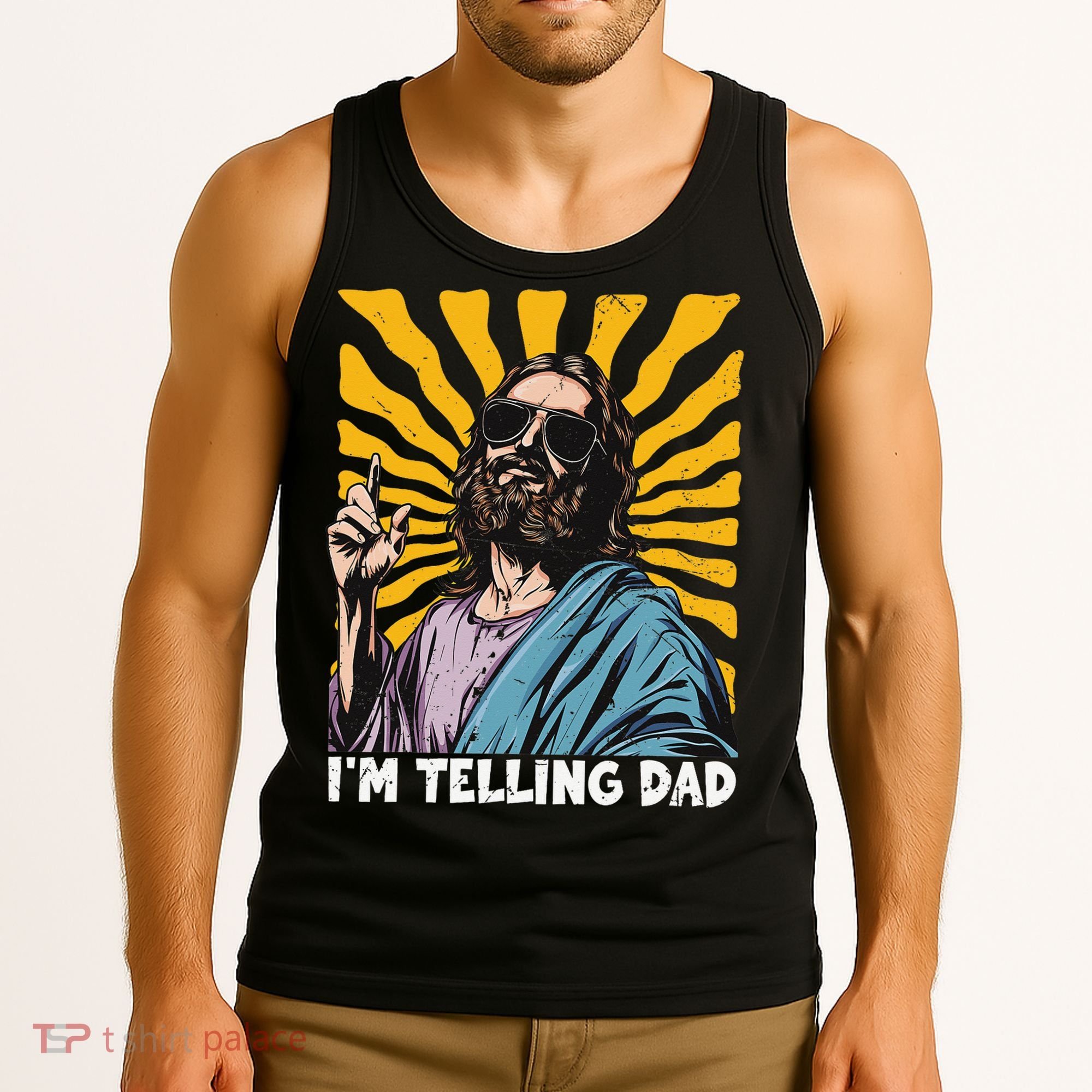 Funny Im Telling Dad Religious Christian Jesus Meme Tank Top