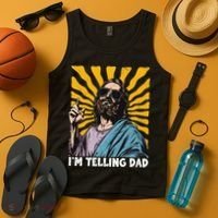 Funny Im Telling Dad Religious Christian Jesus Meme Tank Top thumb 4