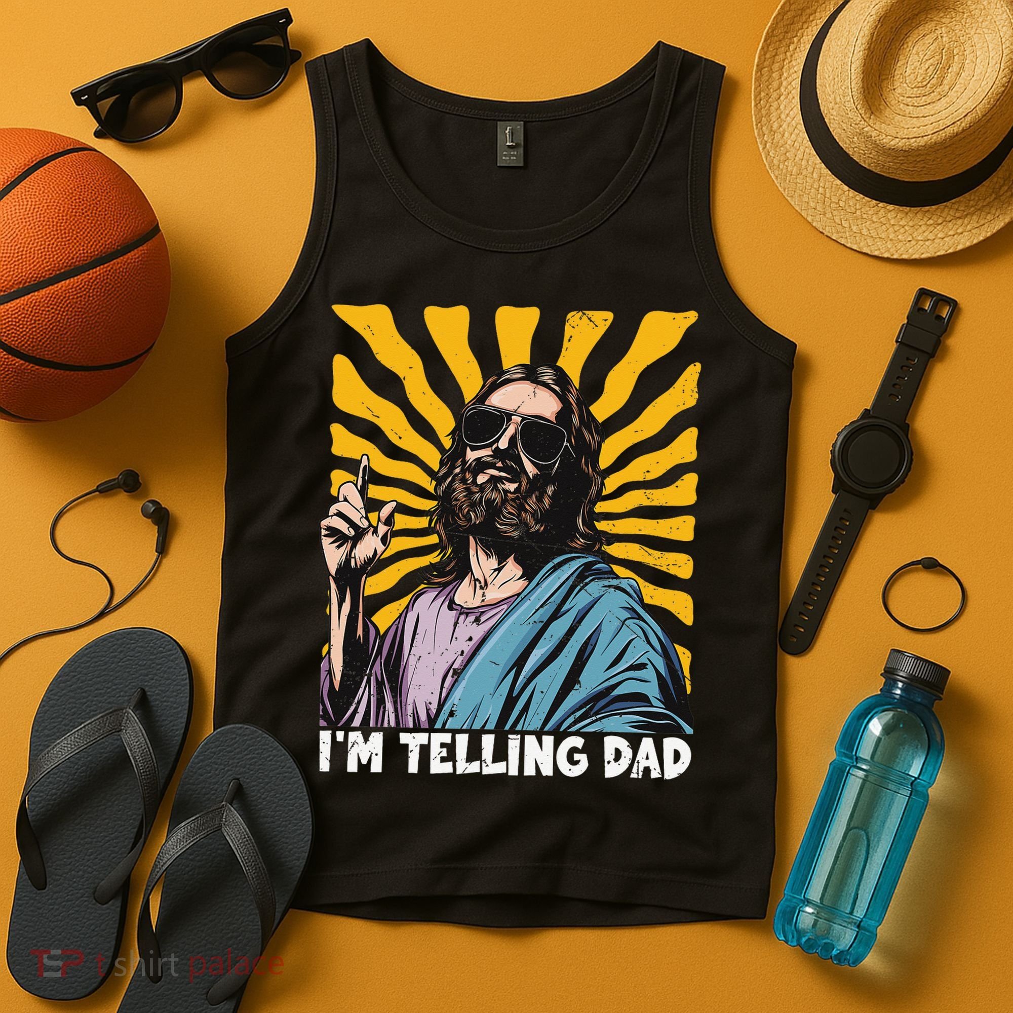 Funny Im Telling Dad Religious Christian Jesus Meme Tank Top
