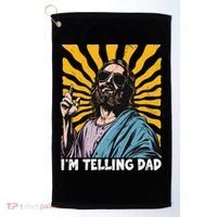 Funny Im Telling Dad Religious Christian Jesus Meme Golf Towel thumb 0