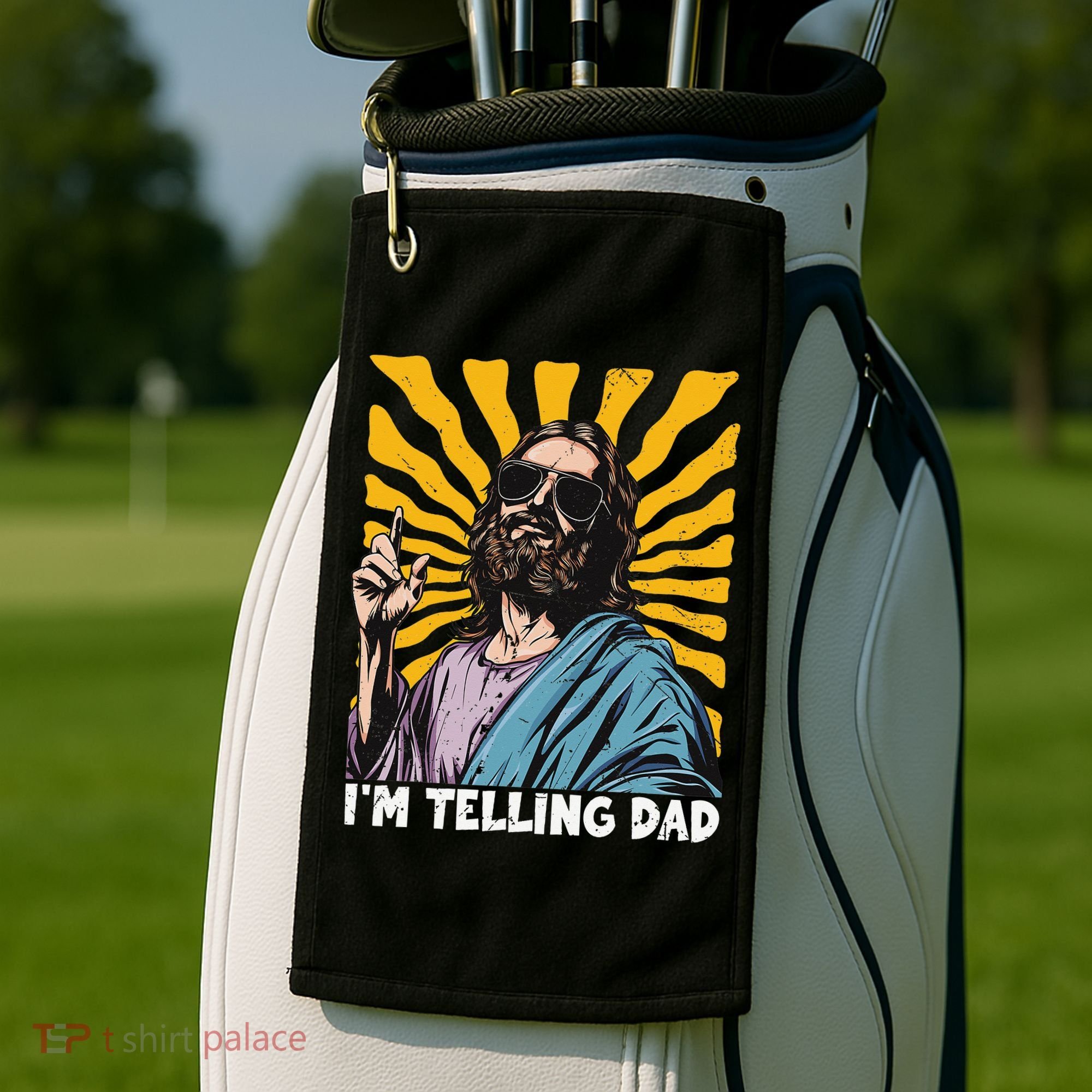 Funny Im Telling Dad Religious Christian Jesus Meme Golf Towel