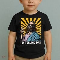 Funny Im Telling Dad Religious Christian Jesus Meme Toddler T-Shirt thumb 2