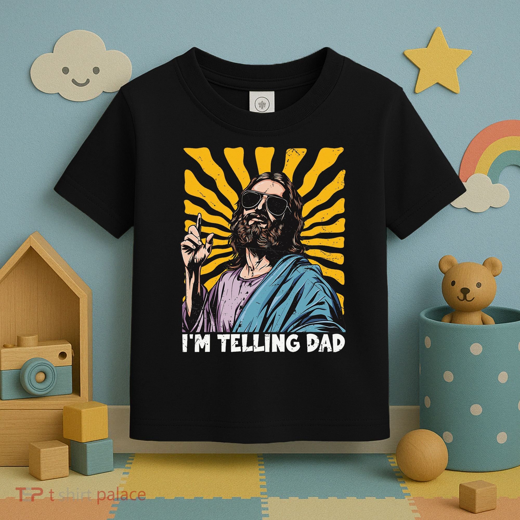 Funny Im Telling Dad Religious Christian Jesus Meme Toddler T-Shirt