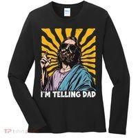 Funny Im Telling Dad Religious Christian Jesus Meme Women's Long Sleeve Shirt thumb 0