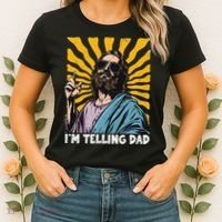 Funny Im Telling Dad Religious Christian Jesus Meme Women's T-Shirt thumb 2