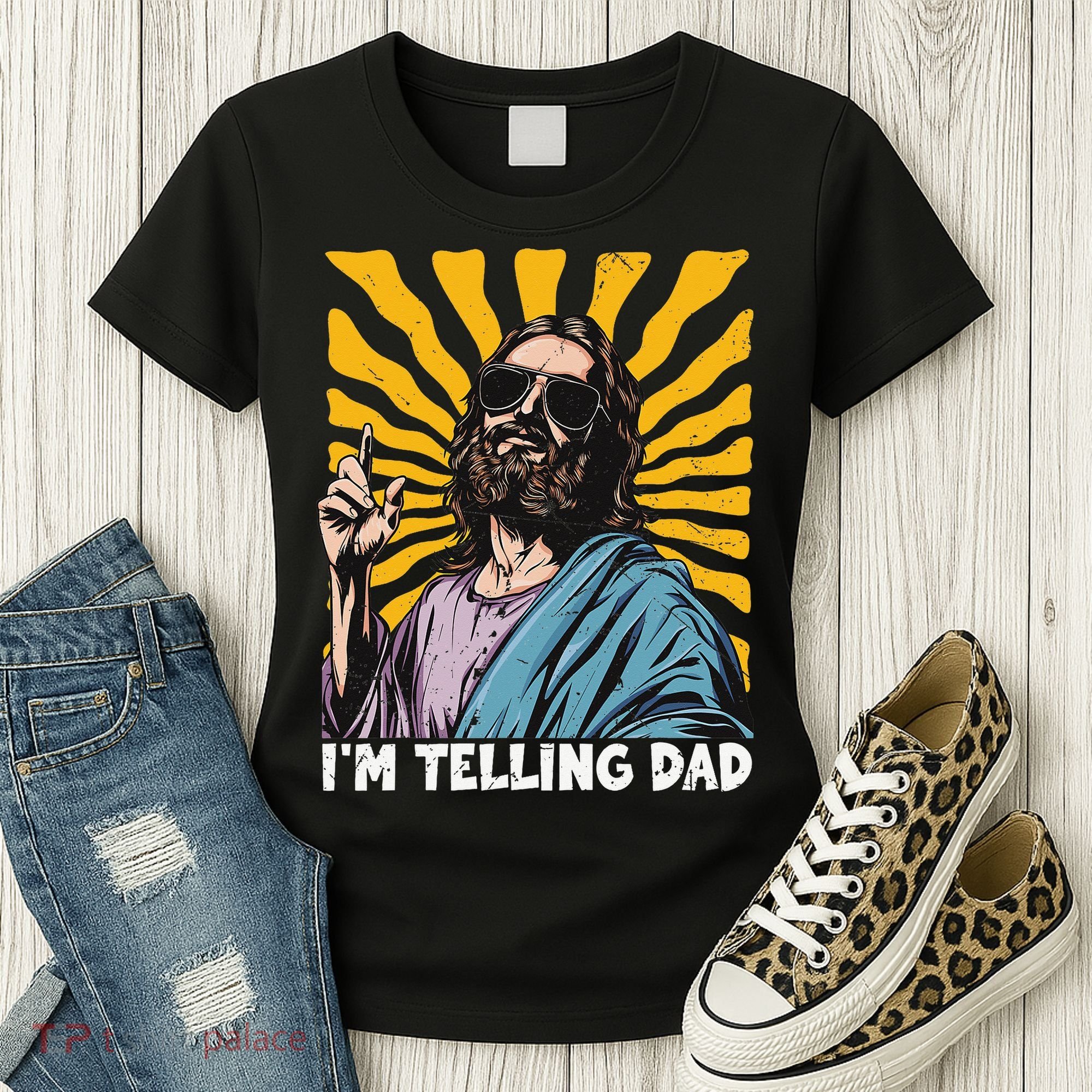 Funny Im Telling Dad Religious Christian Jesus Meme Women's T-Shirt