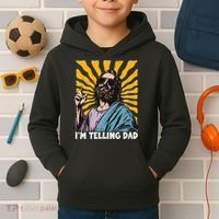 Funny Im Telling Dad Religious Christian Jesus Meme Kids Hoodie thumb 2