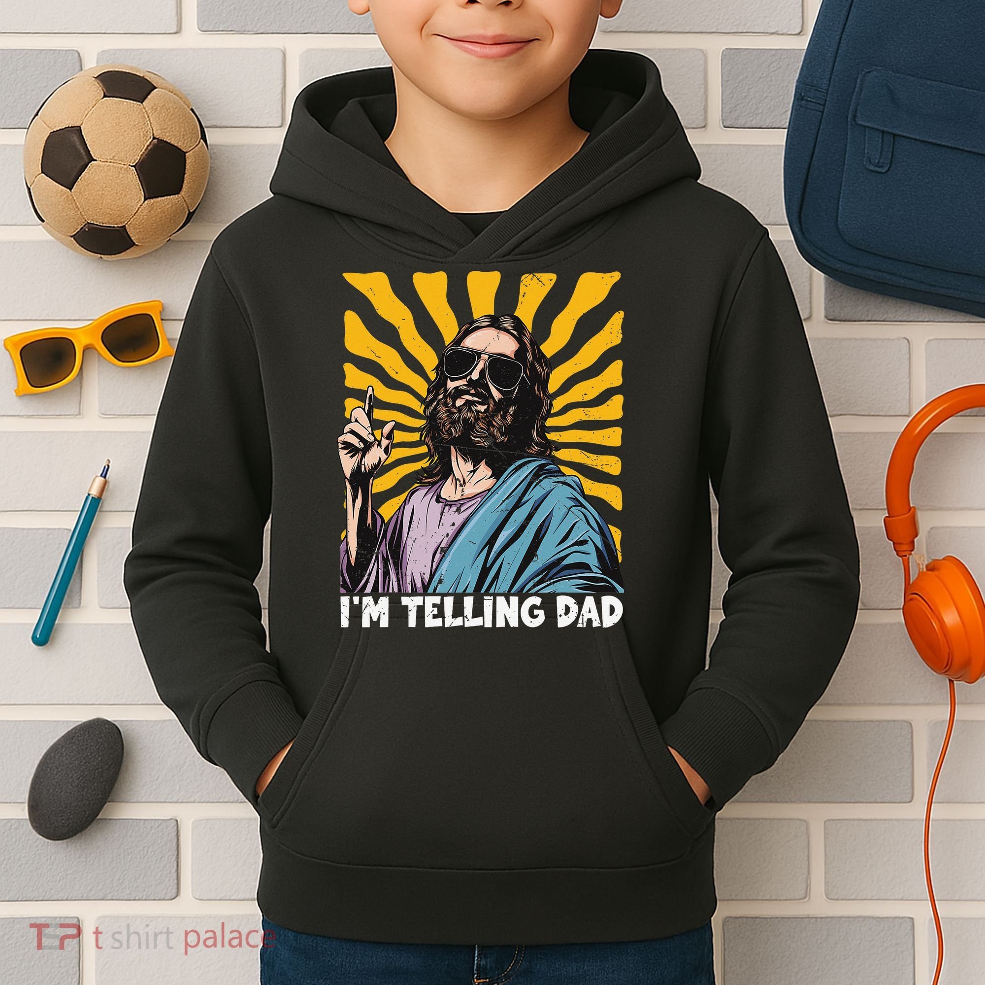 Funny Im Telling Dad Religious Christian Jesus Meme Kids Hoodie