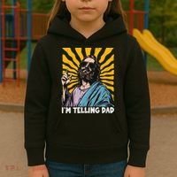 Funny Im Telling Dad Religious Christian Jesus Meme Kids Hoodie thumb 3