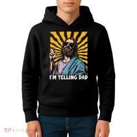 Funny Im Telling Dad Religious Christian Jesus Meme Kids Hoodie thumb 4