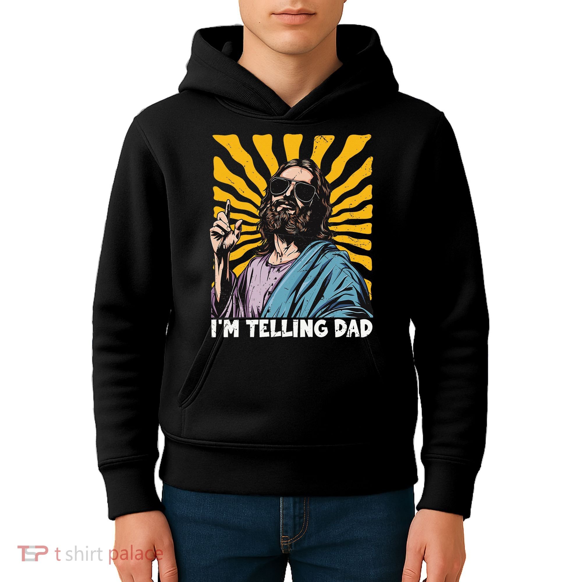 Funny Im Telling Dad Religious Christian Jesus Meme Kids Hoodie
