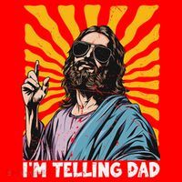 Funny Im Telling Dad Religious Christian Jesus Meme Santa Hat thumb 1