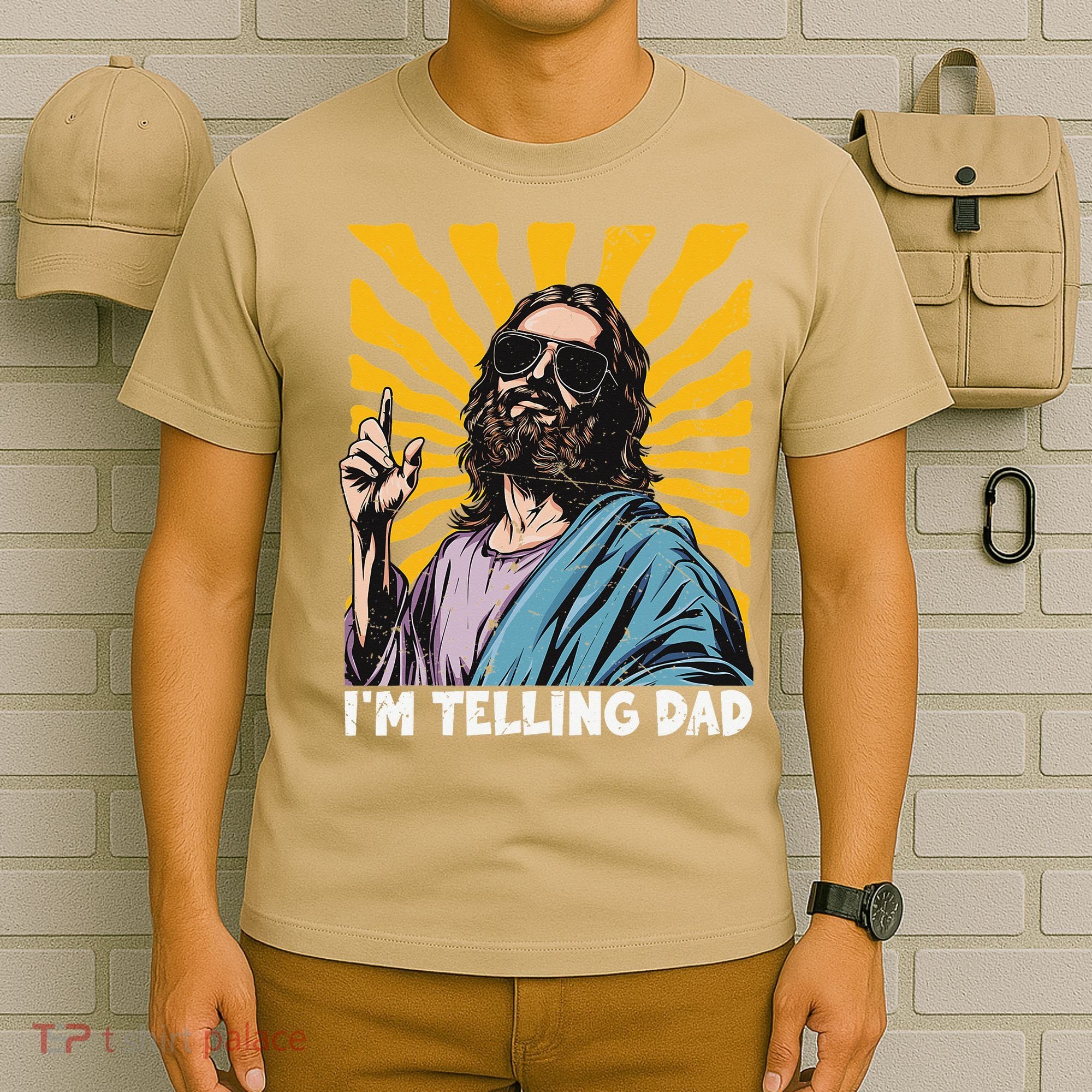 Funny Im Telling Dad Religious Christian Jesus Meme T-Shirt