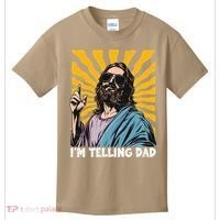 Funny Im Telling Dad Religious Christian Jesus Meme Kids T-Shirt thumb 0