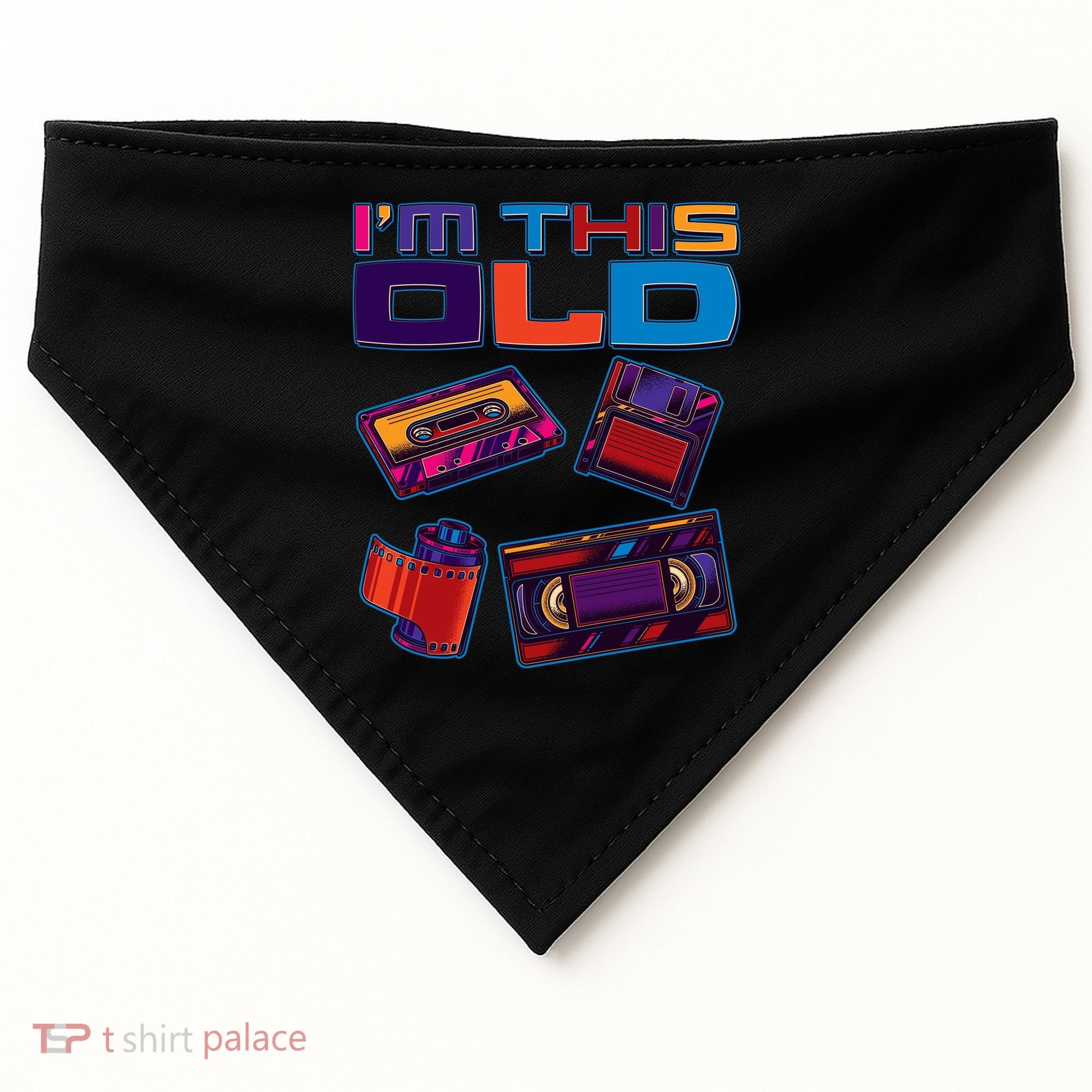 Funny I'm This Old Retro Media Technology USA-Made Doggie Bandana