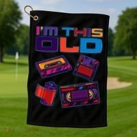Funny I'm This Old Retro Media Technology Golf Towel thumb 1
