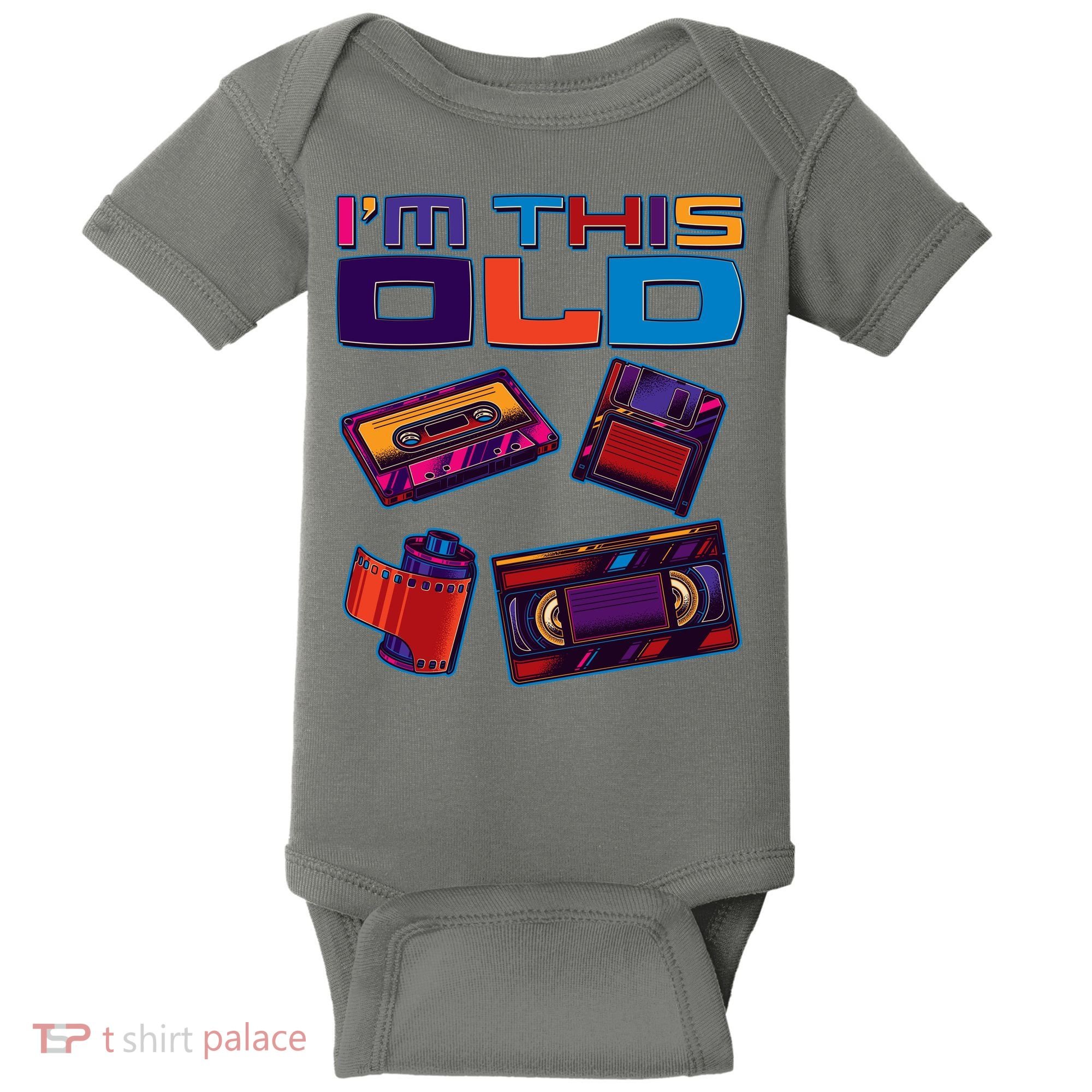Funny I'm This Old Retro Media Technology Baby Bodysuit