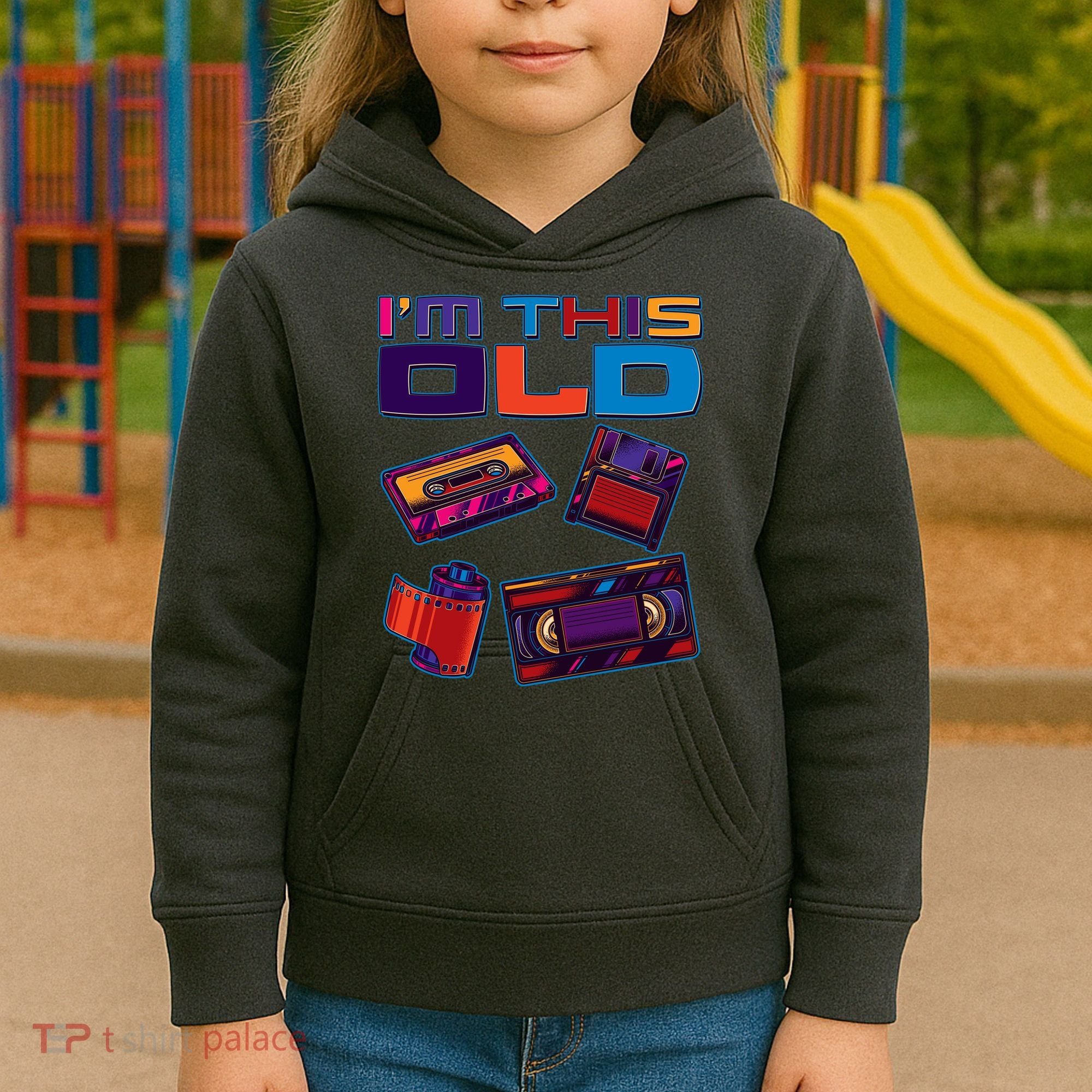 Funny I'm This Old Retro Media Technology Kids Hoodie