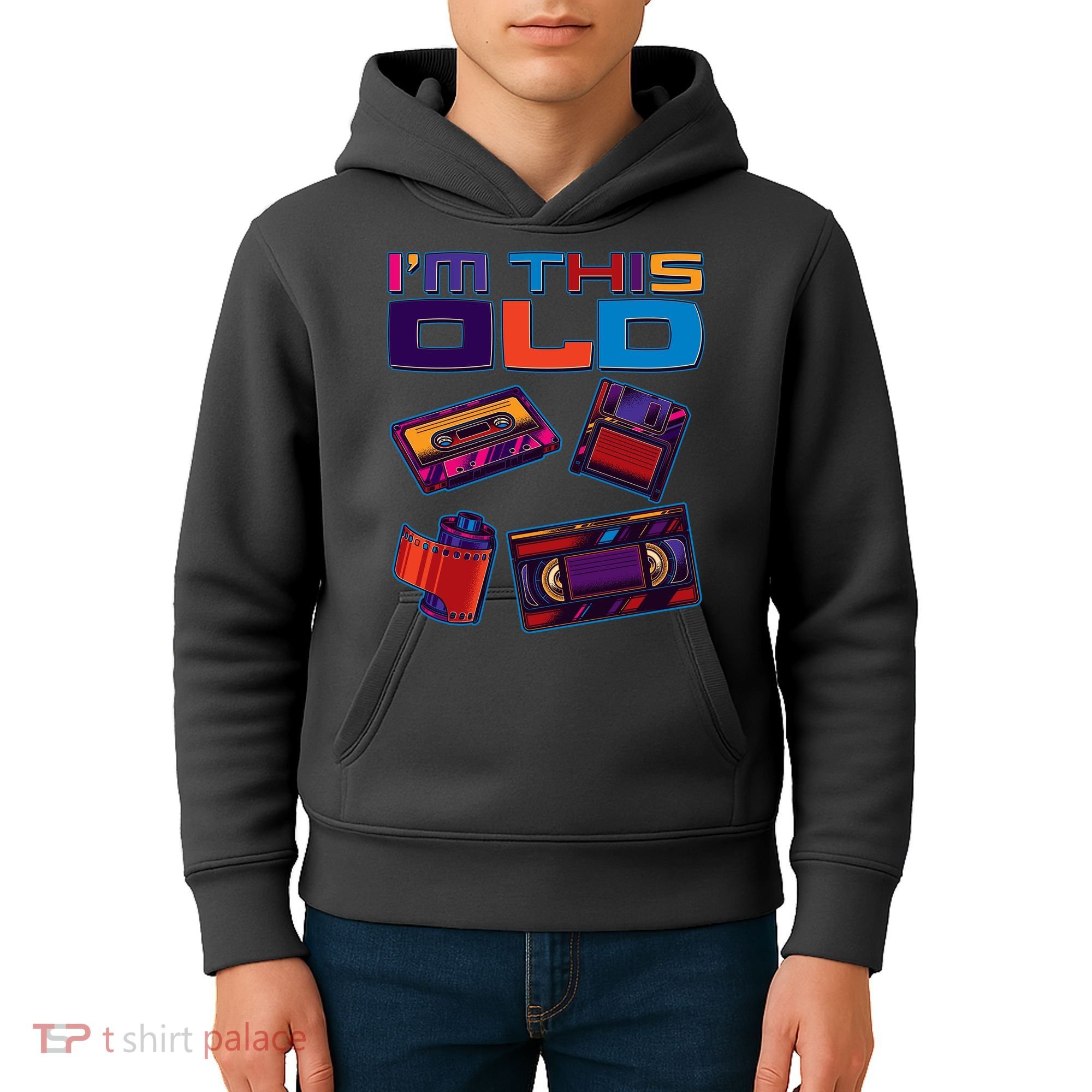 Funny I'm This Old Retro Media Technology Kids Hoodie