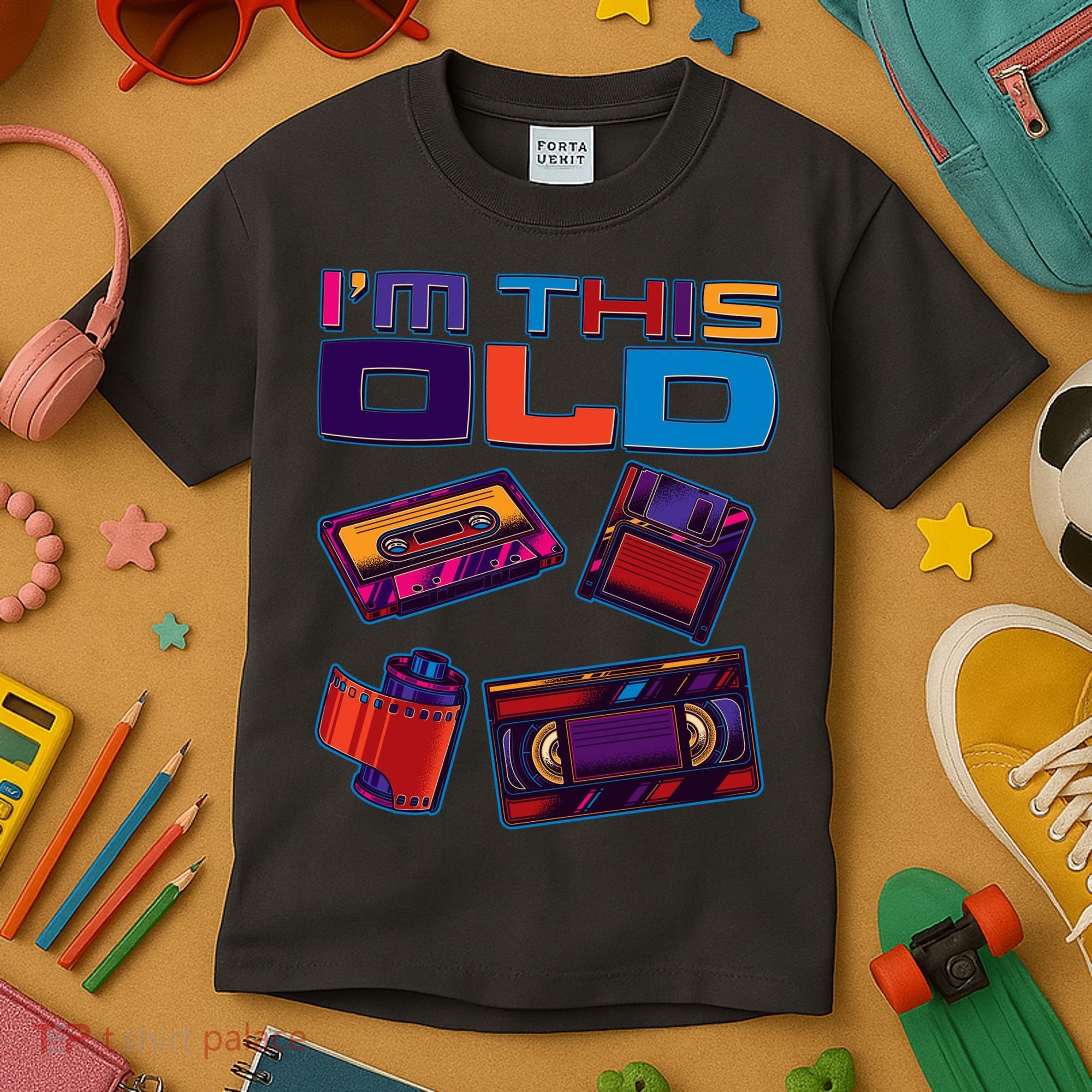 Funny I'm This Old Retro Media Technology Kids T-Shirt