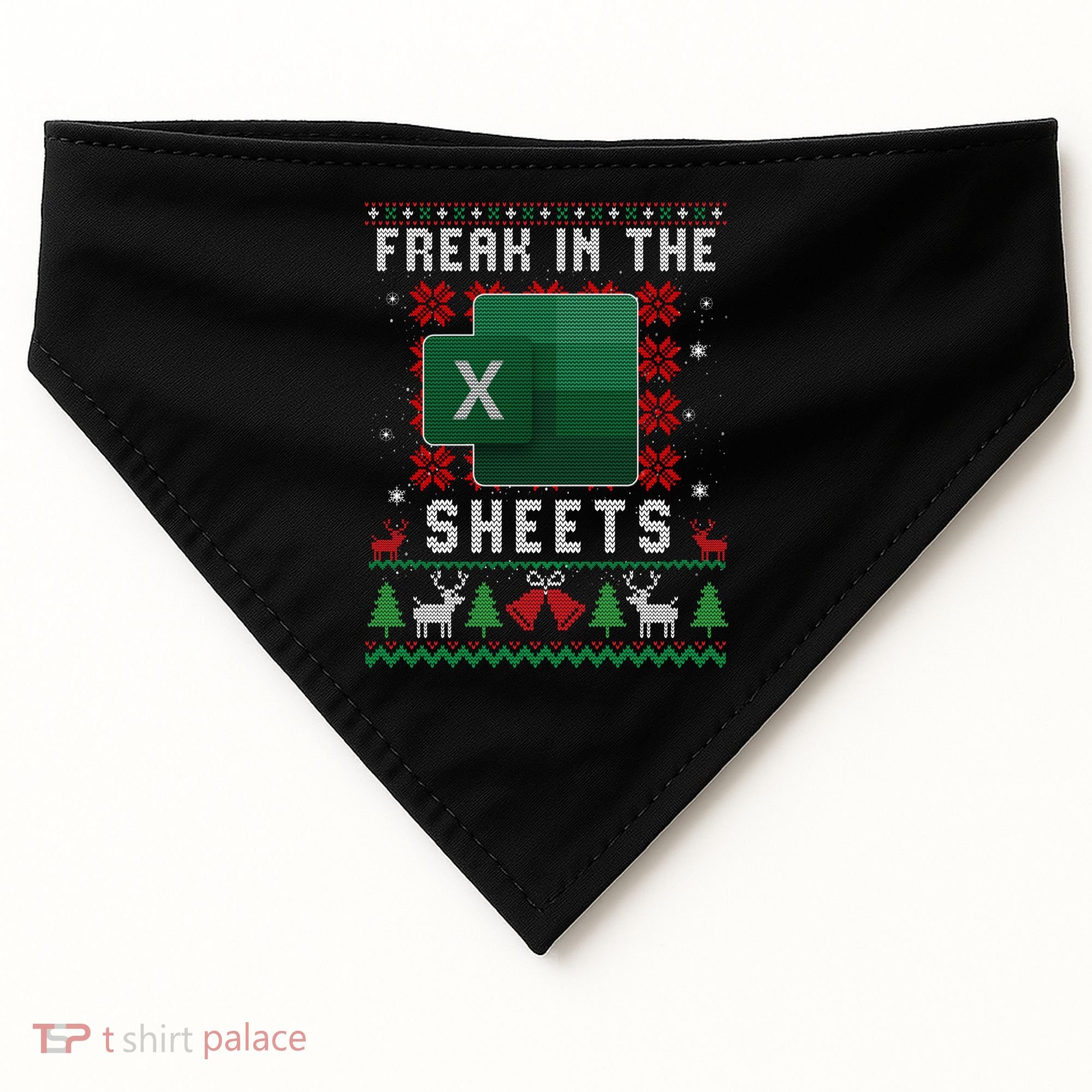 Freak In The Sheets Excel Ugly Christmas Sweater USA-Made Doggie Bandana