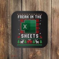 Freak In The Sheets Excel Ugly Christmas Sweater Coaster thumb 0