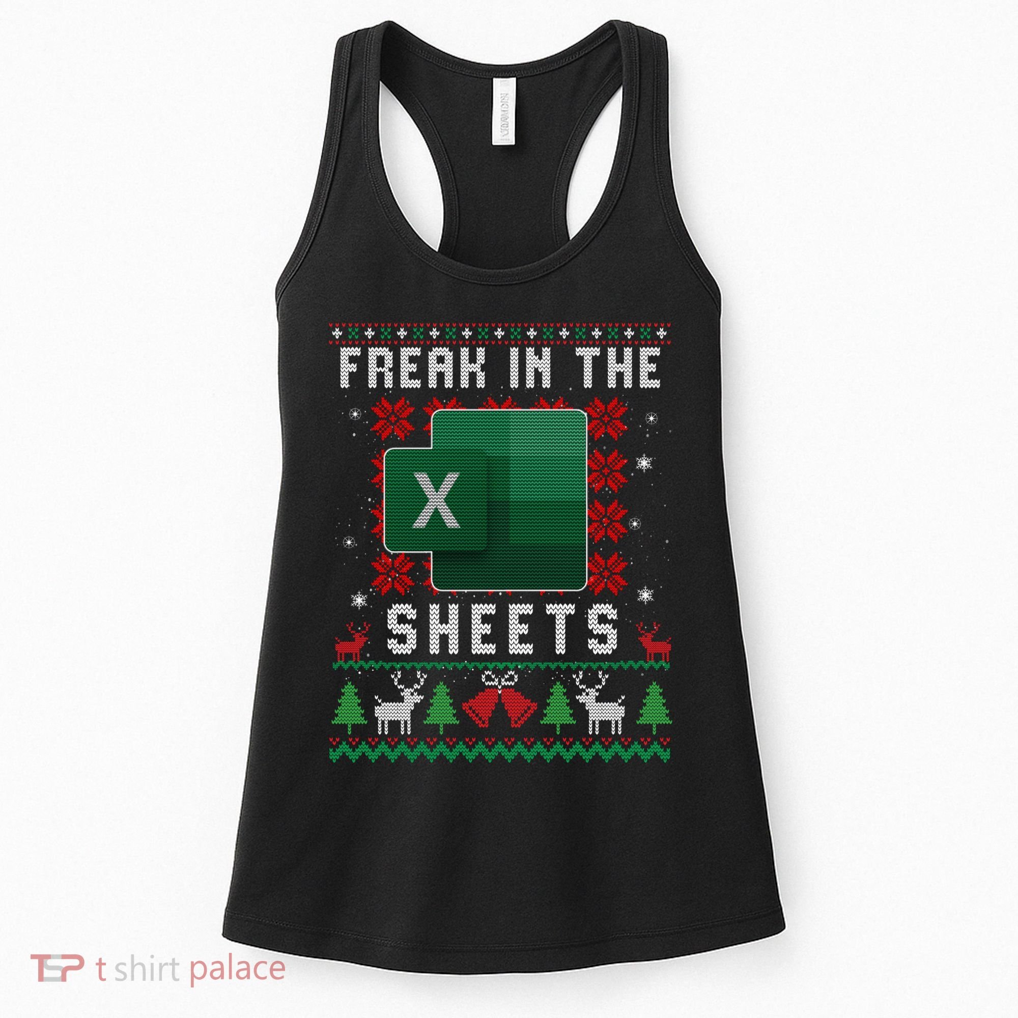 Freak In The Sheets Excel Ugly Christmas Sweater Women's Tank Top