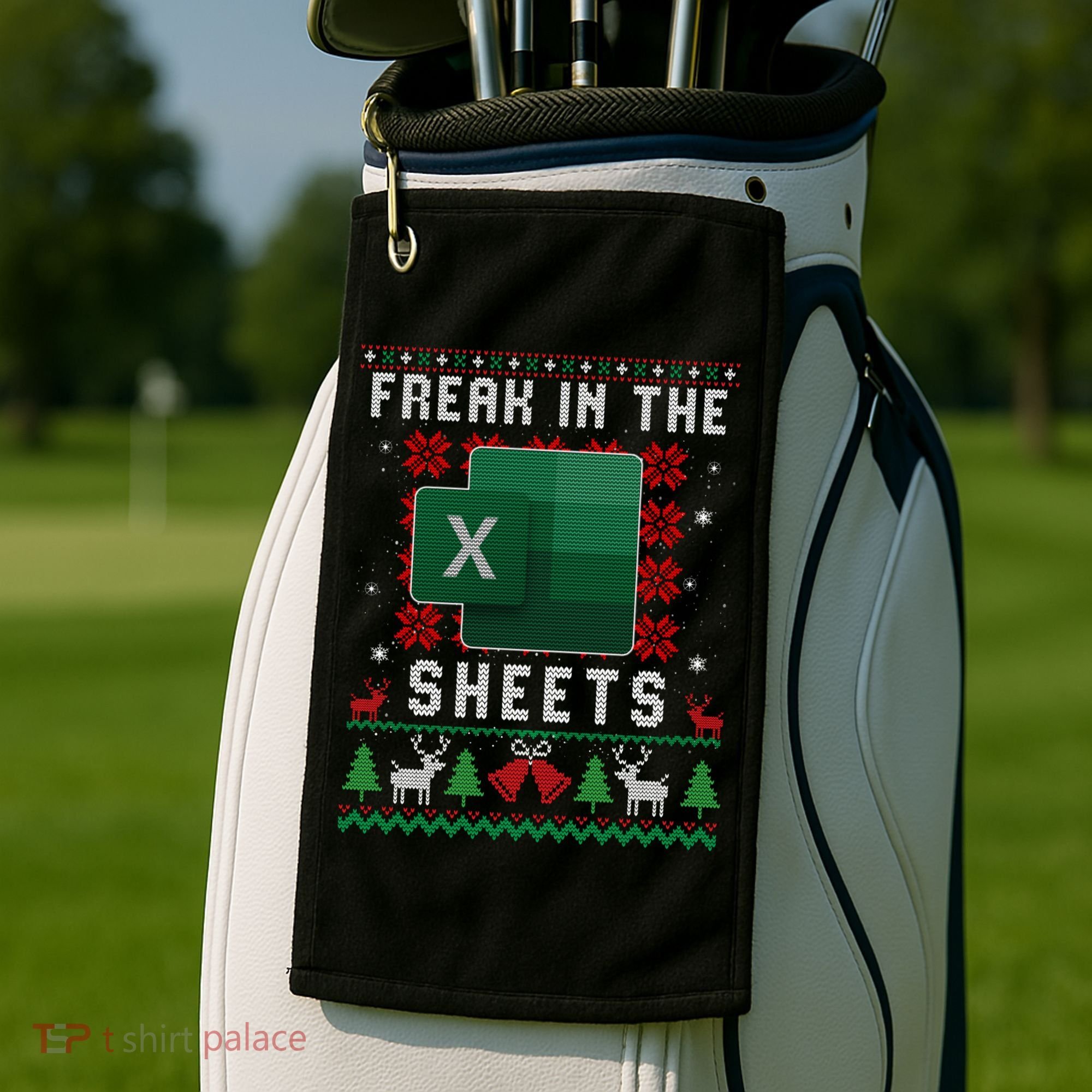 Freak In The Sheets Excel Ugly Christmas Sweater Golf Towel