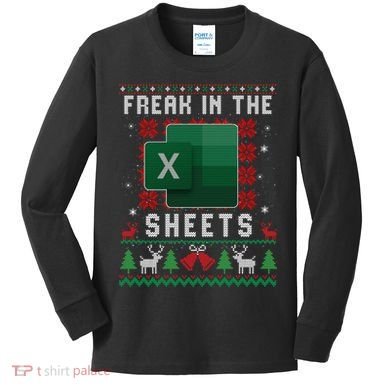 Freak In The Sheets Excel Ugly Christmas Sweater Kids Long Sleeve Shirt