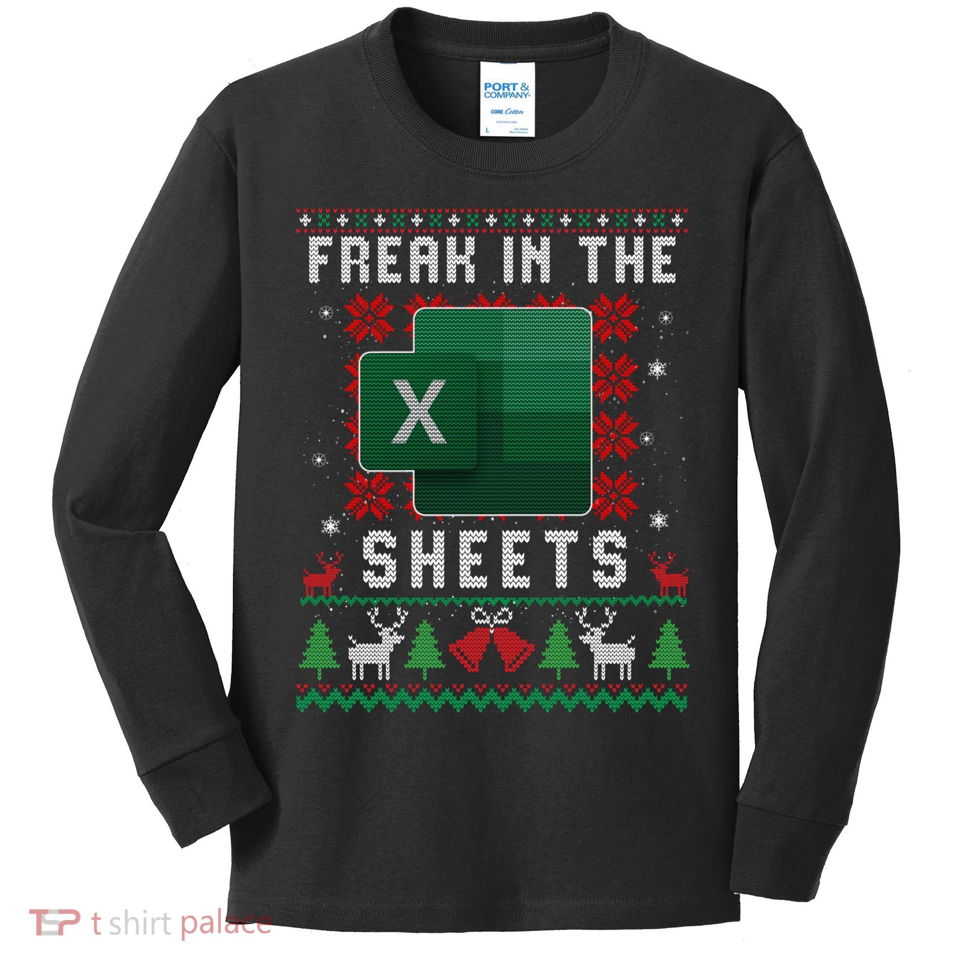 Freak In The Sheets Excel Ugly Christmas Sweater Kids Long Sleeve Shirt