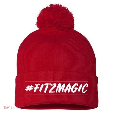 #Fitzmagic Pom Pom 12in Knit Beanie