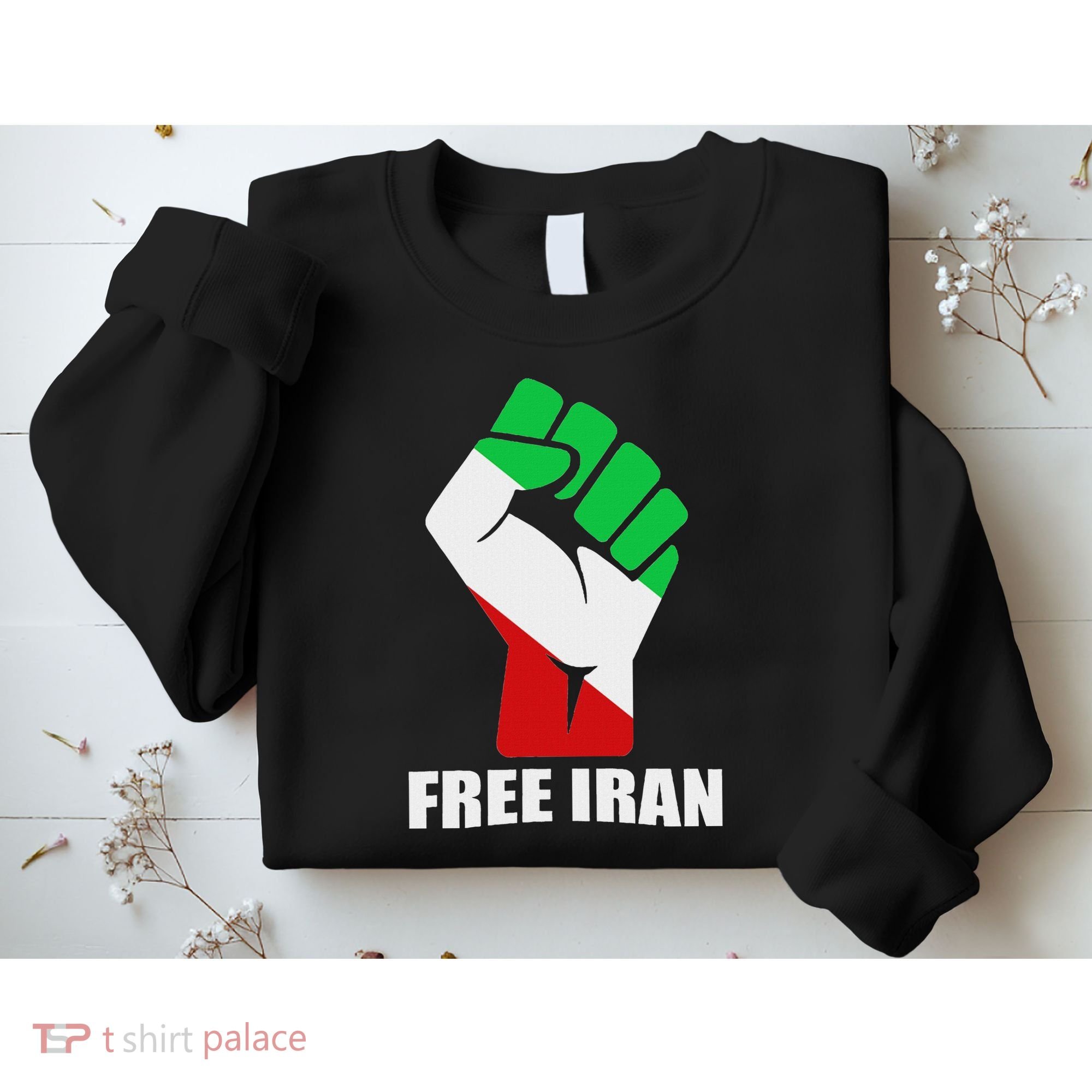 Free Iran Unity Fist Logo In A Pahlavi Flag Sweatshirt